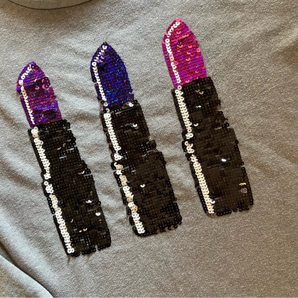 ⭐️BOGO FREE⭐️ JUICY COUTURE Y2K Vintage Sequined Lipstick Casual Top S - Picture 3 of 9